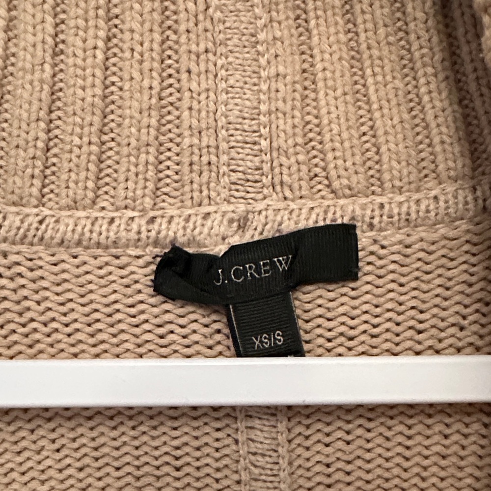 GUC J.Crew Beige Tan Cotton Blend Chunky Cardigan Sweater - Picture 3 of 5
